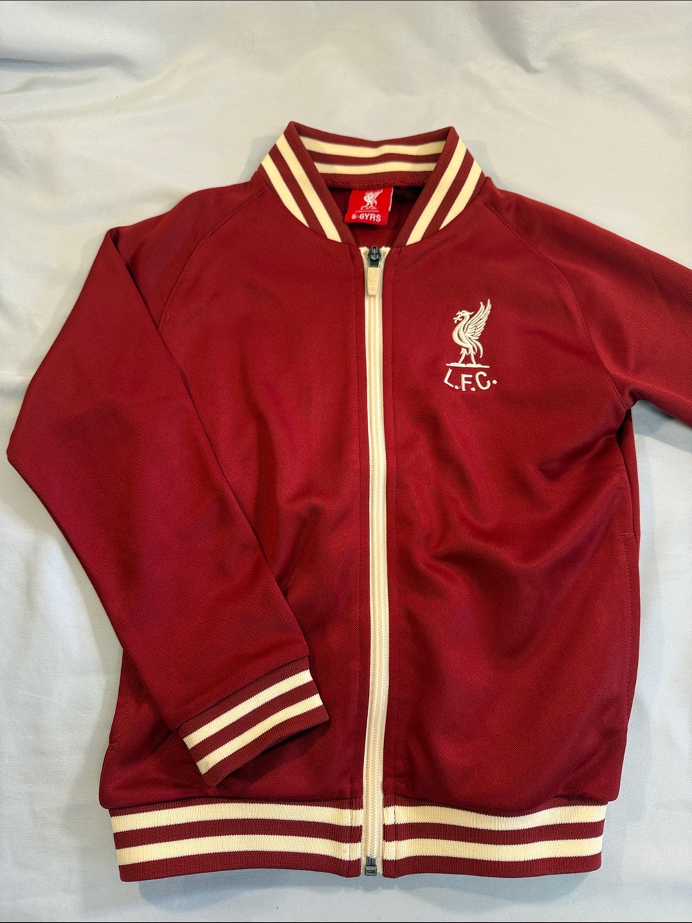 Liverpool NWOT Kids Burgundy Zip-Up Track Jacket with Cream Trim